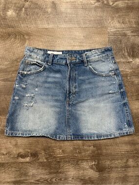 Zara Jean Mini Skirt 100% Cotton Size Medium